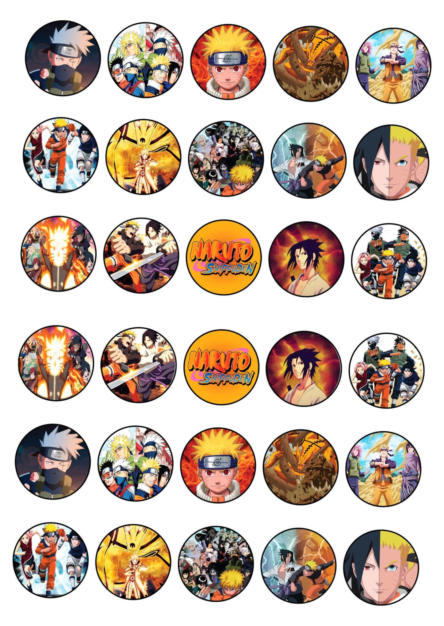 30x Wafer Paper Naruto Edible Cupcake Topper