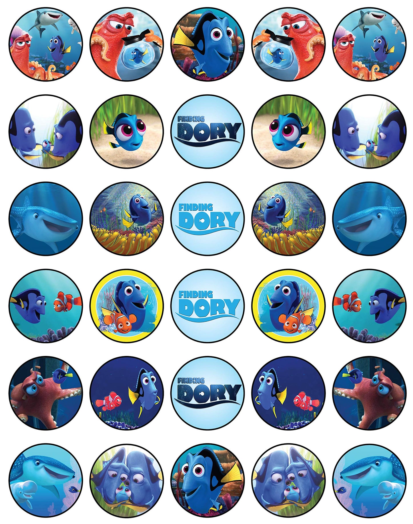 30x Wafer Paper Finding Nemo Edible Cupcake Topper