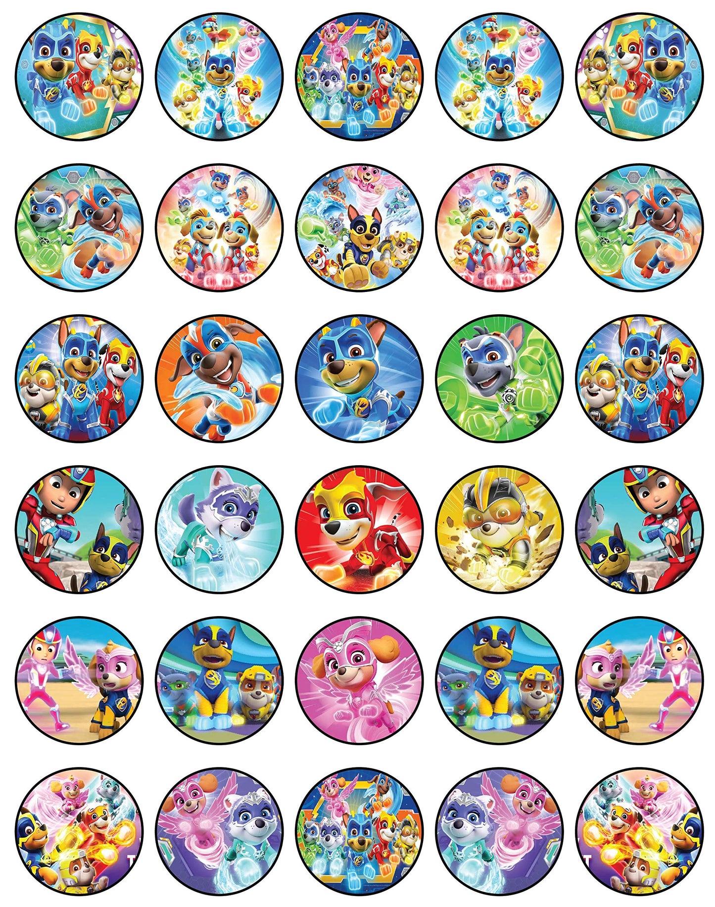 30x Wafer Paper Paw patrol Edible Cupcake Topper