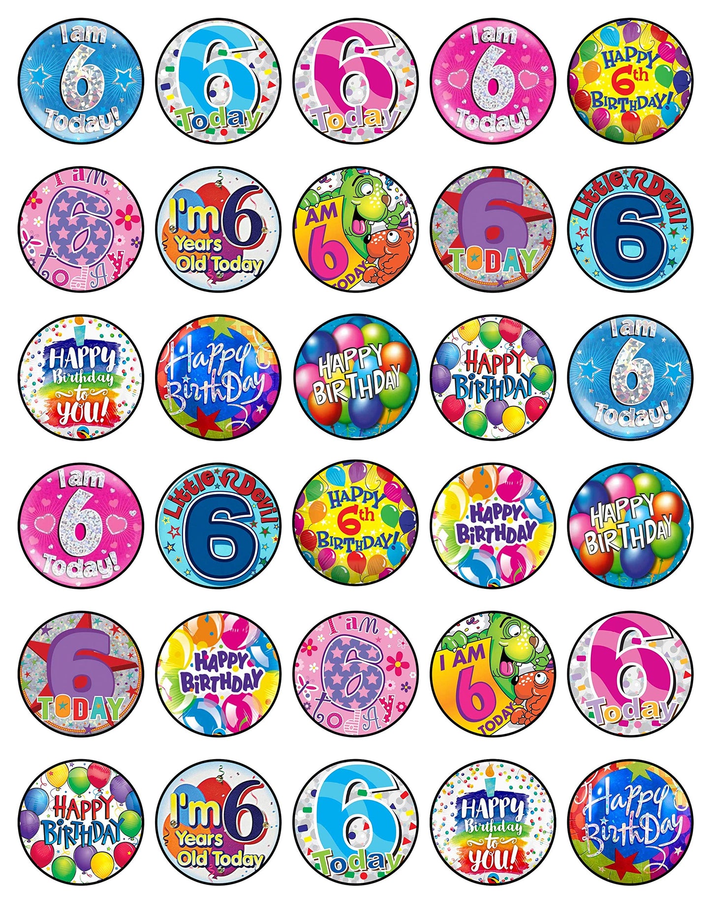 30x Wafer Paper Happy Birthday Edible Cupcake Topper