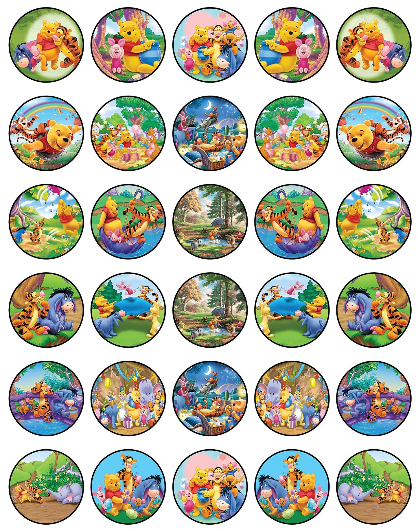 30x Wafer Paper Winne The Pooh Edible Cupcake Topper