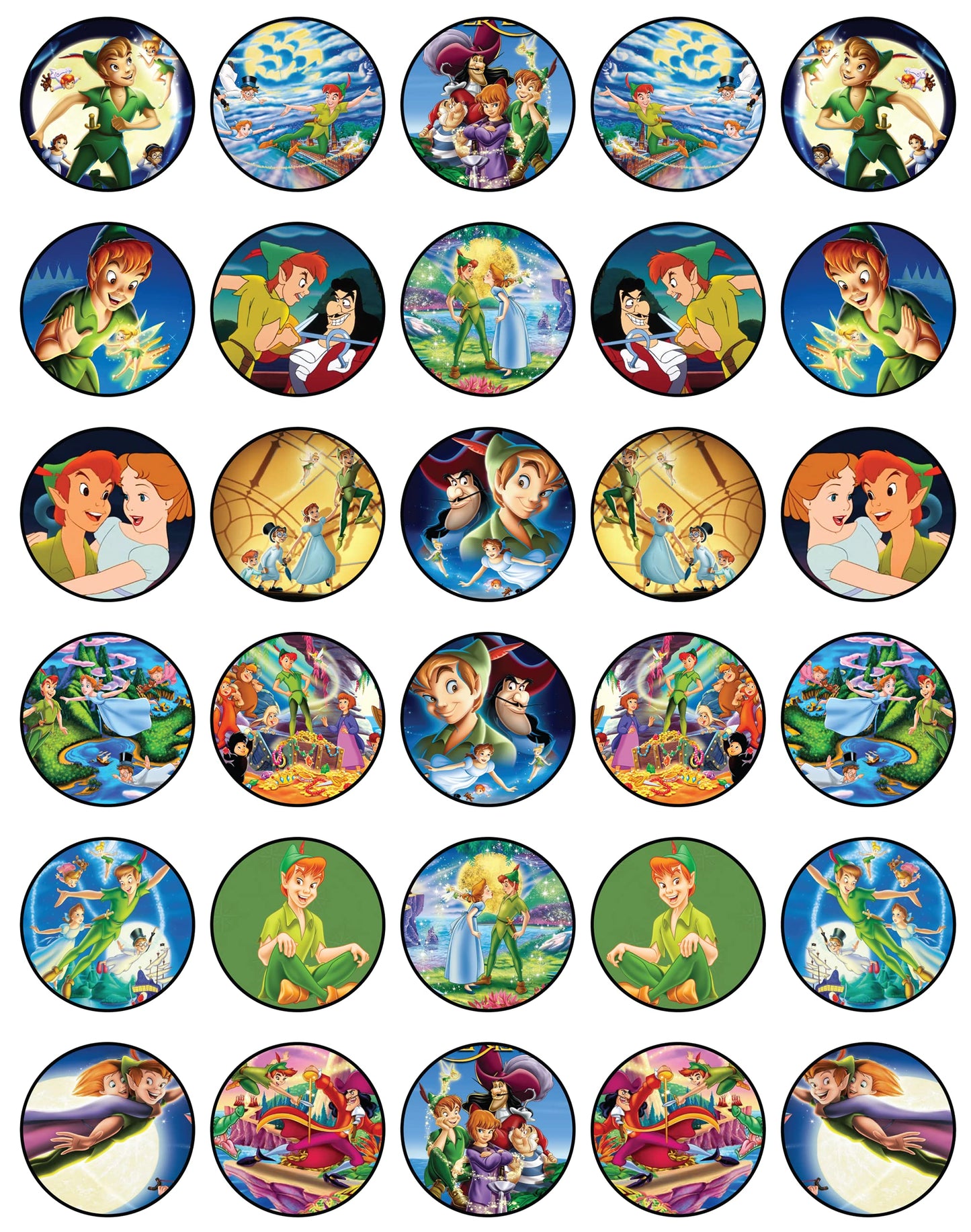 30x Wafer Paper Peter pen Edible Cupcake Topper