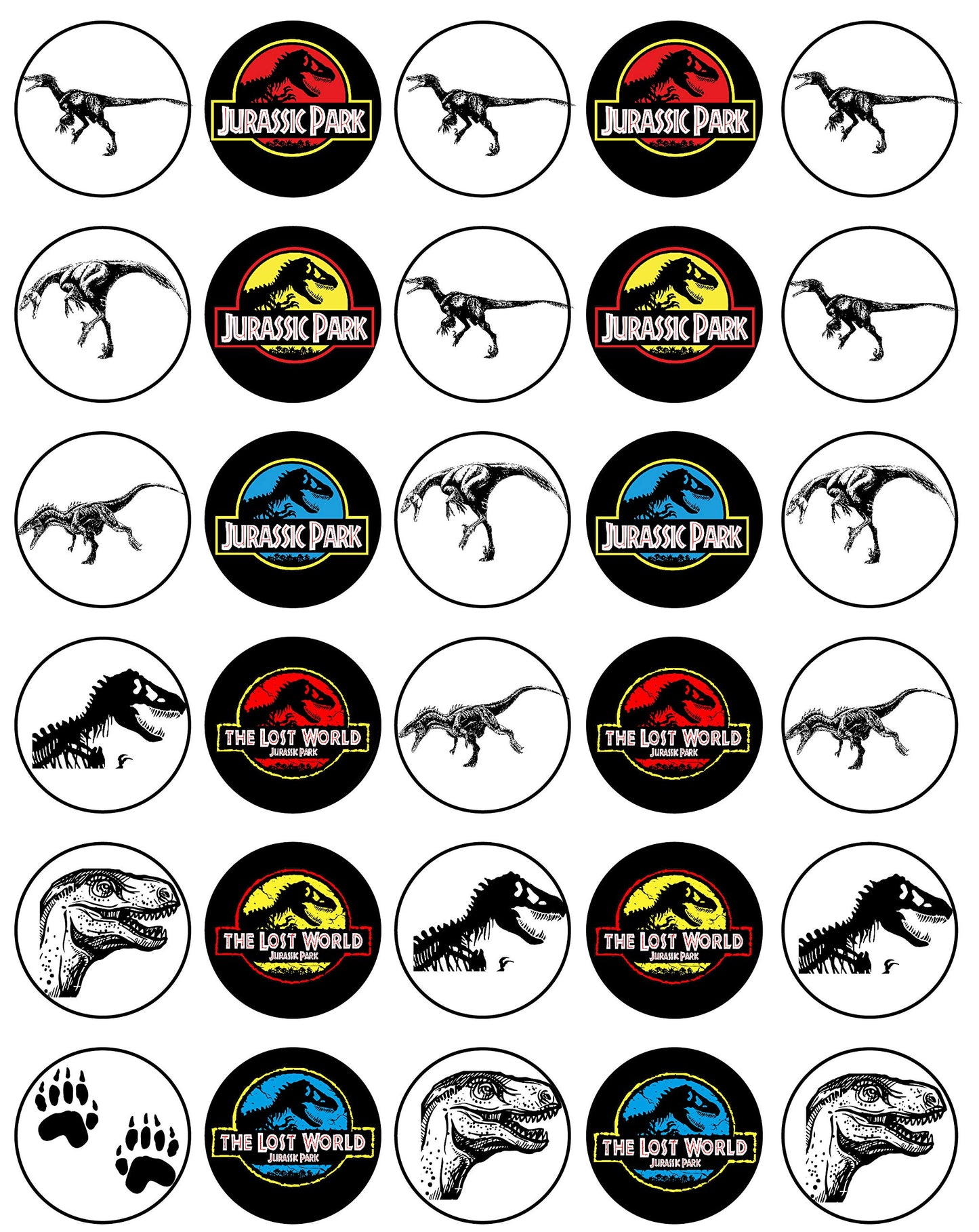 30x Wafer Paper Jurassic World Edible Cupcake Topper