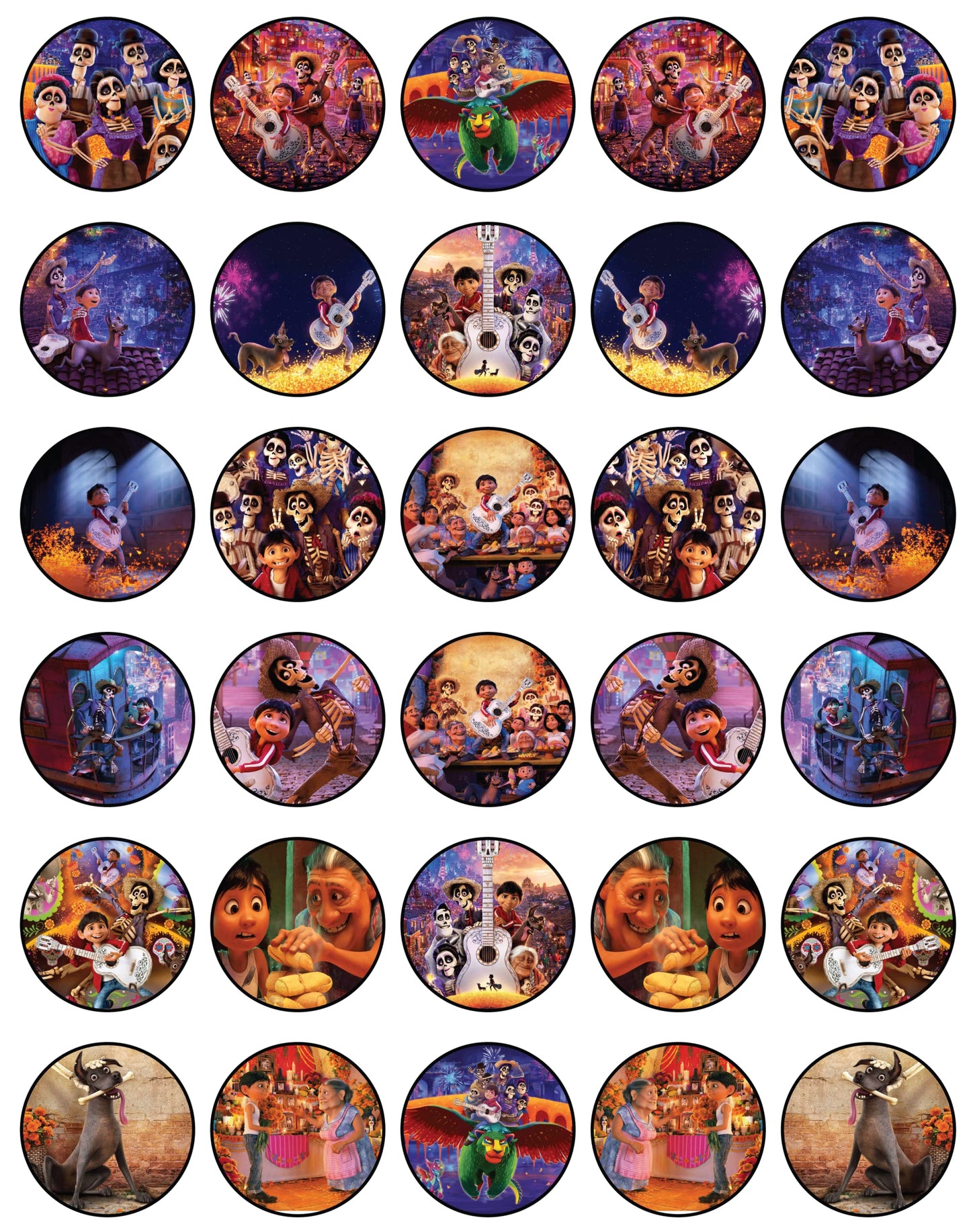 30x Wafer Paper Coco Edible Cupcake Topper