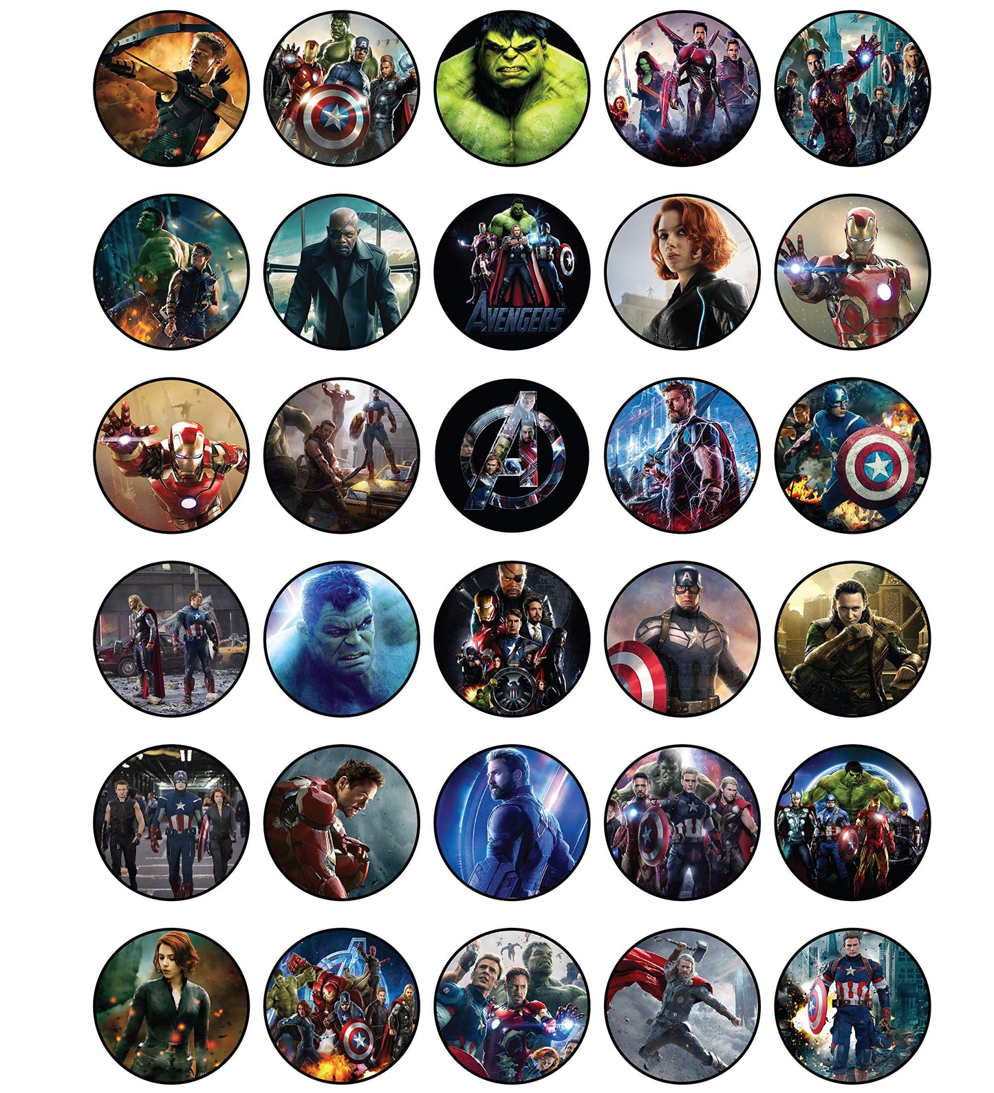 30x Wafer Paper Avengers Edible Cupcake Topper