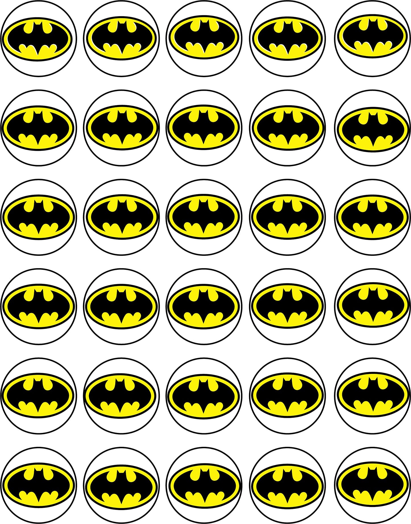 30x Wafer Paper Batman Edible Cupcake Topper