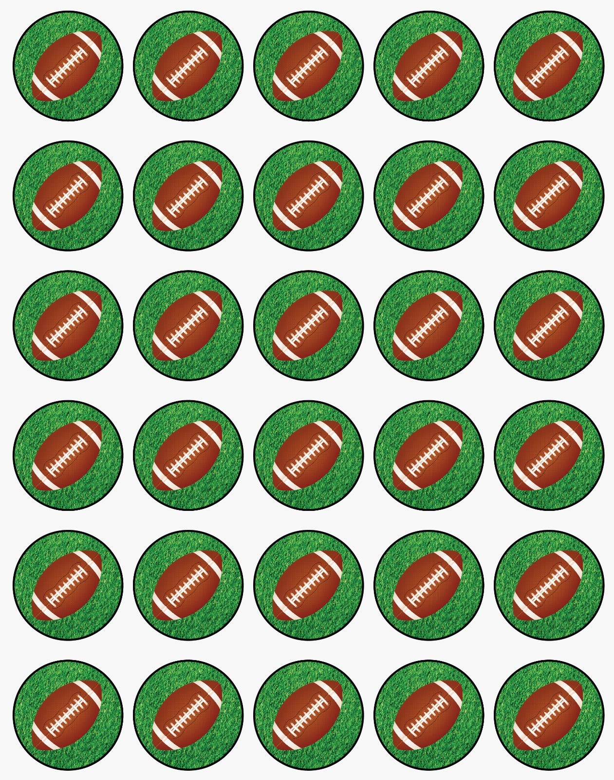 30x sugar Paper Football Edible Cupcake Topper