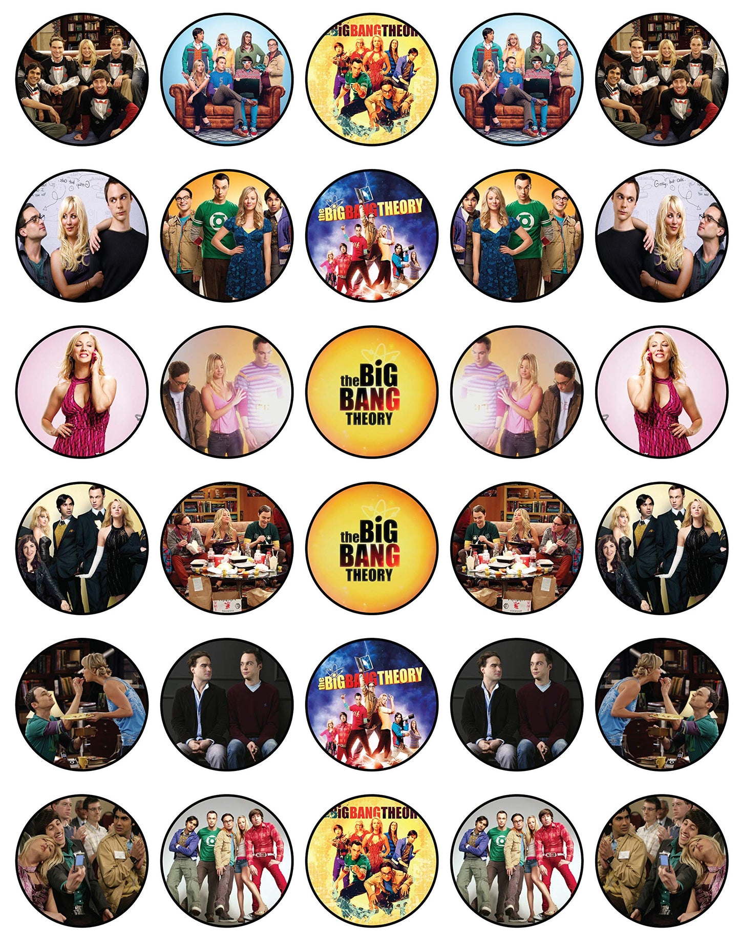 30x Wafer Paper The Big Bang Theory Edible Cupcake Topper