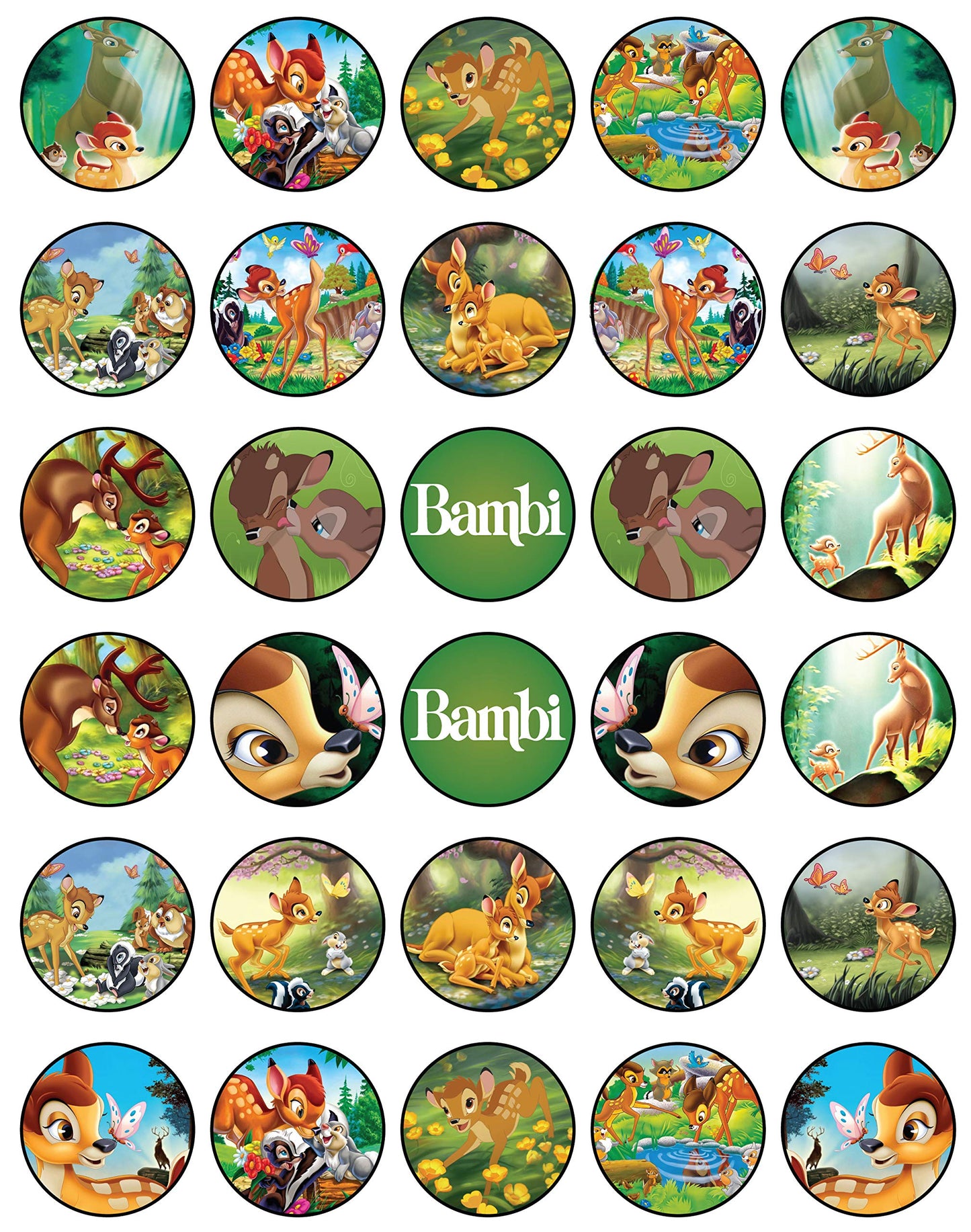 30x Wafer Paper Bambi Edible Cupcake Topper