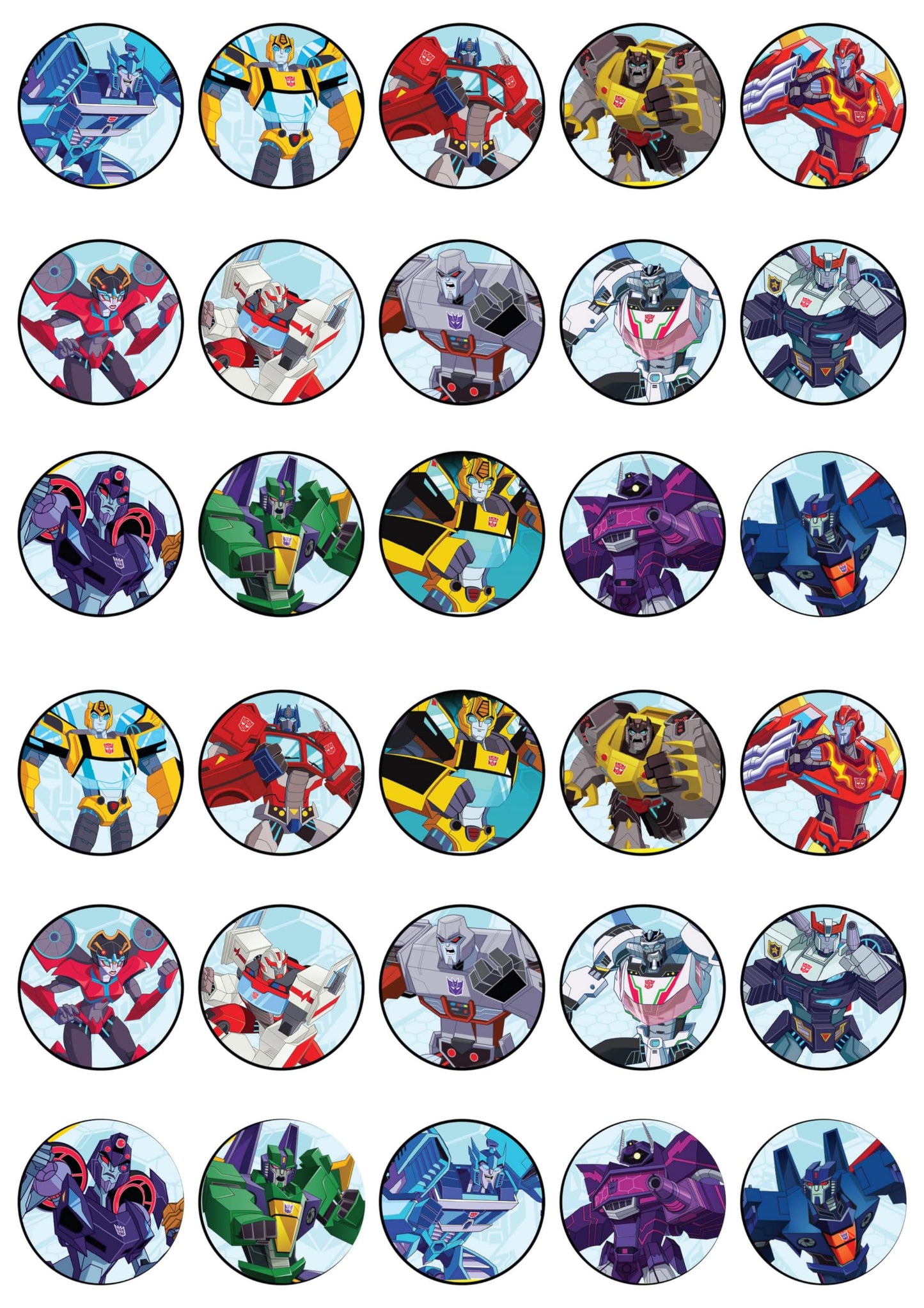 30x Wafer Paper Transforemsrs Edible Cupcake Topper