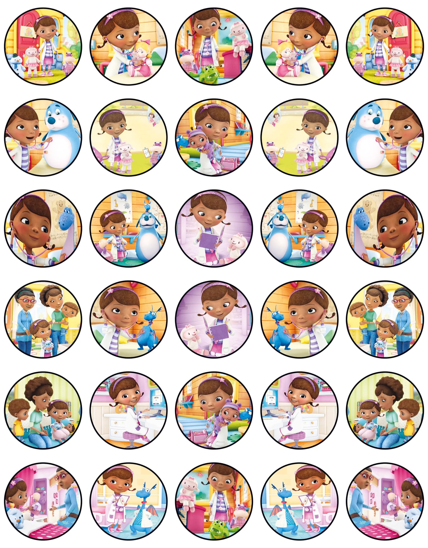 30x Wafer Paper Doc McStuffins Edible Cupcake Topper