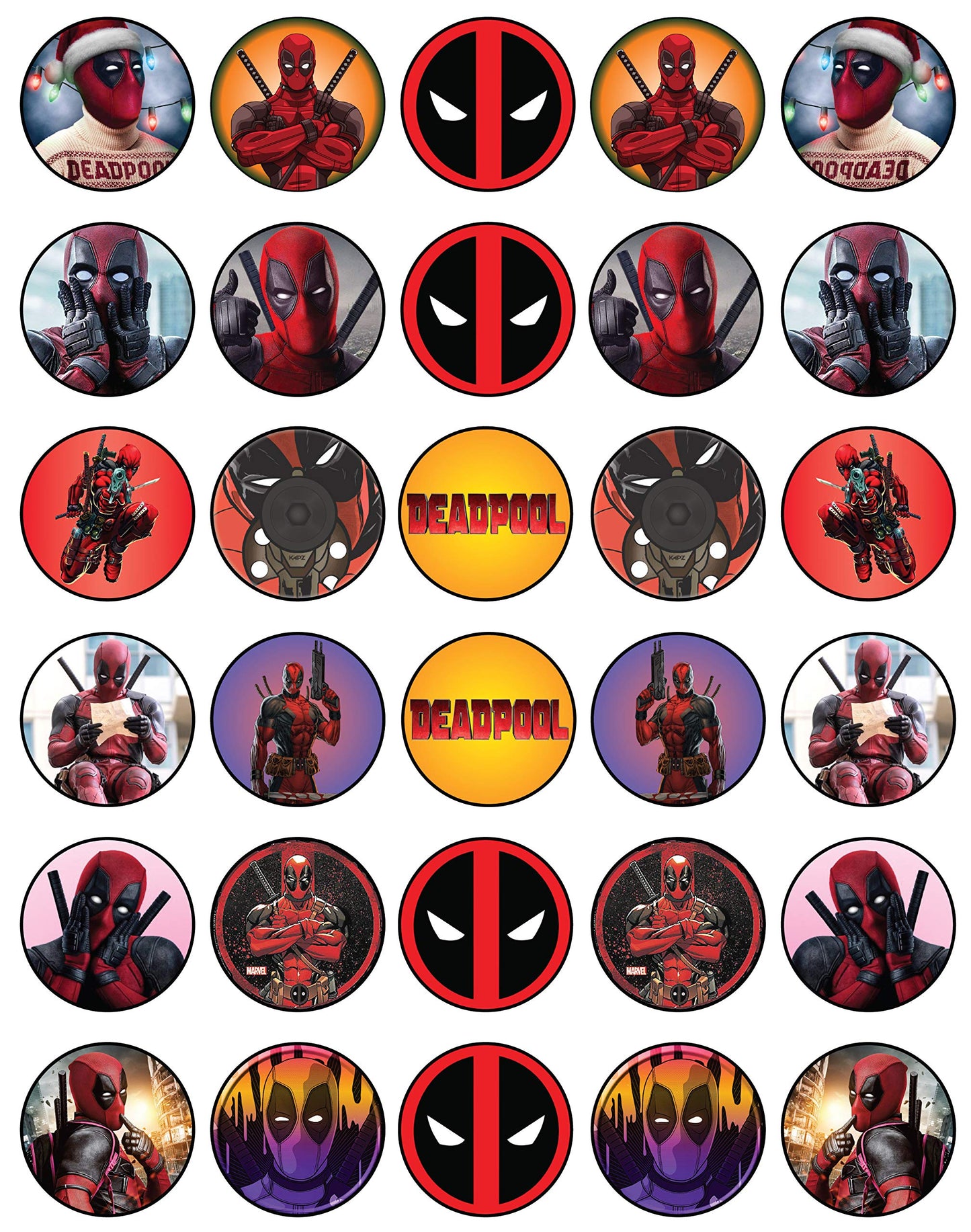 30x Wafer Paper deadpool Edible Cupcake Topper