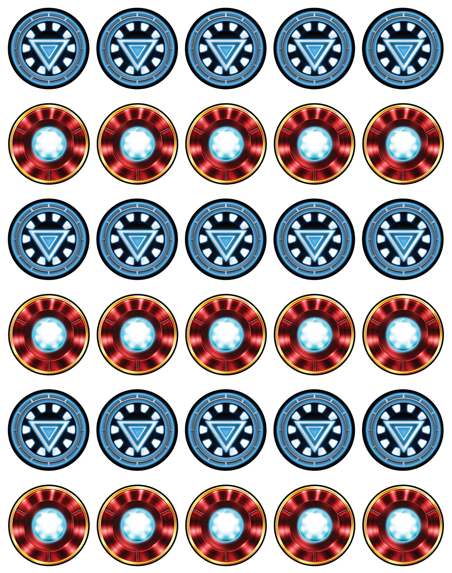 30x Wafer Paper Iron Man Edible Cupcake Topper