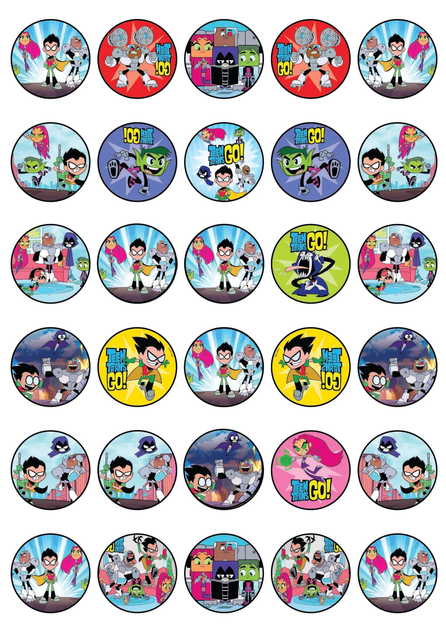 30x Wafer Paper Titans Go Edible Cupcake Topper