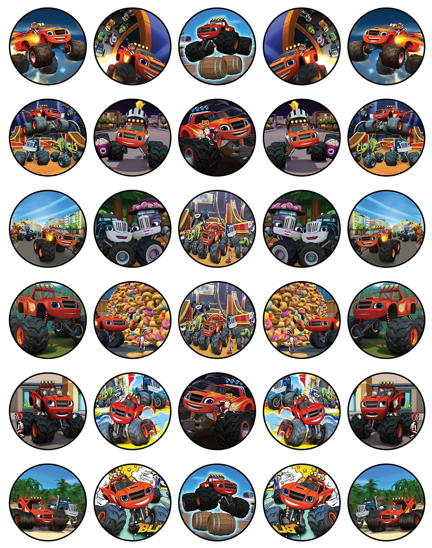 30x Wafer Paper Blaze The Monster Edible Cupcake Topper