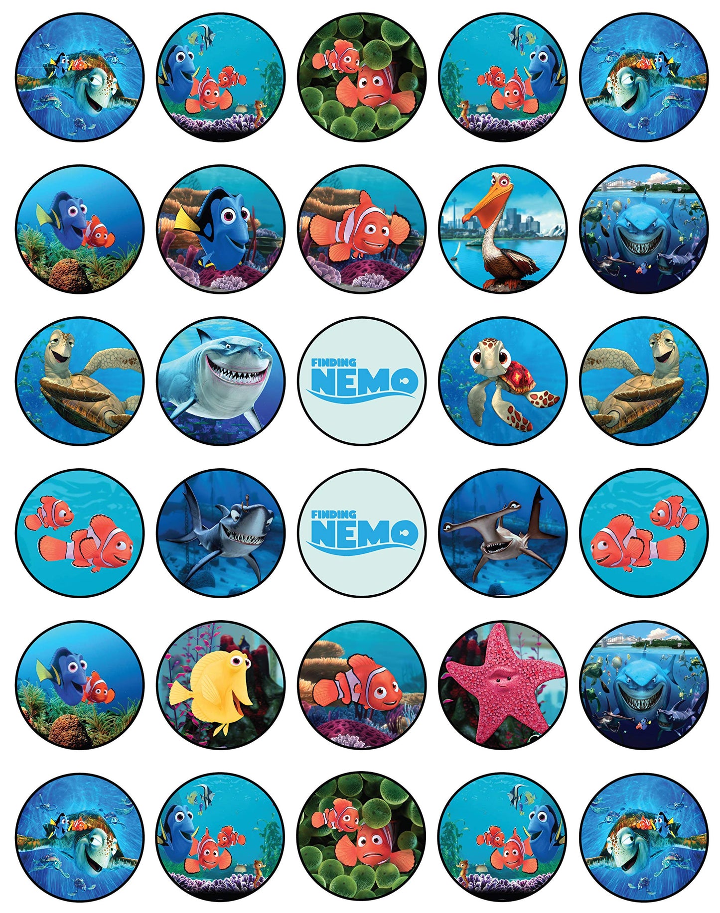 30x Wafer Paper Finding Nemo Edible Cupcake Topper