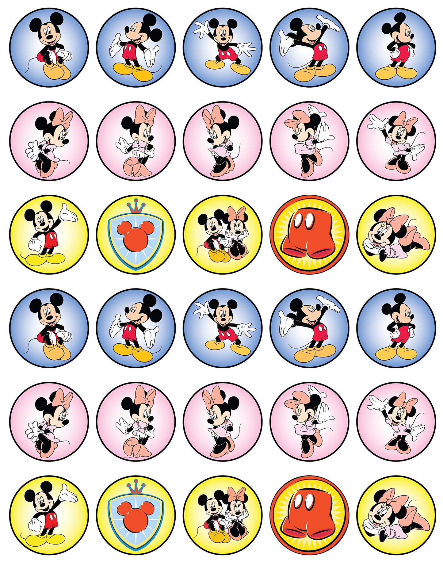 30x Wafer Paper Mickey Mouse Edible Cupcake Topper