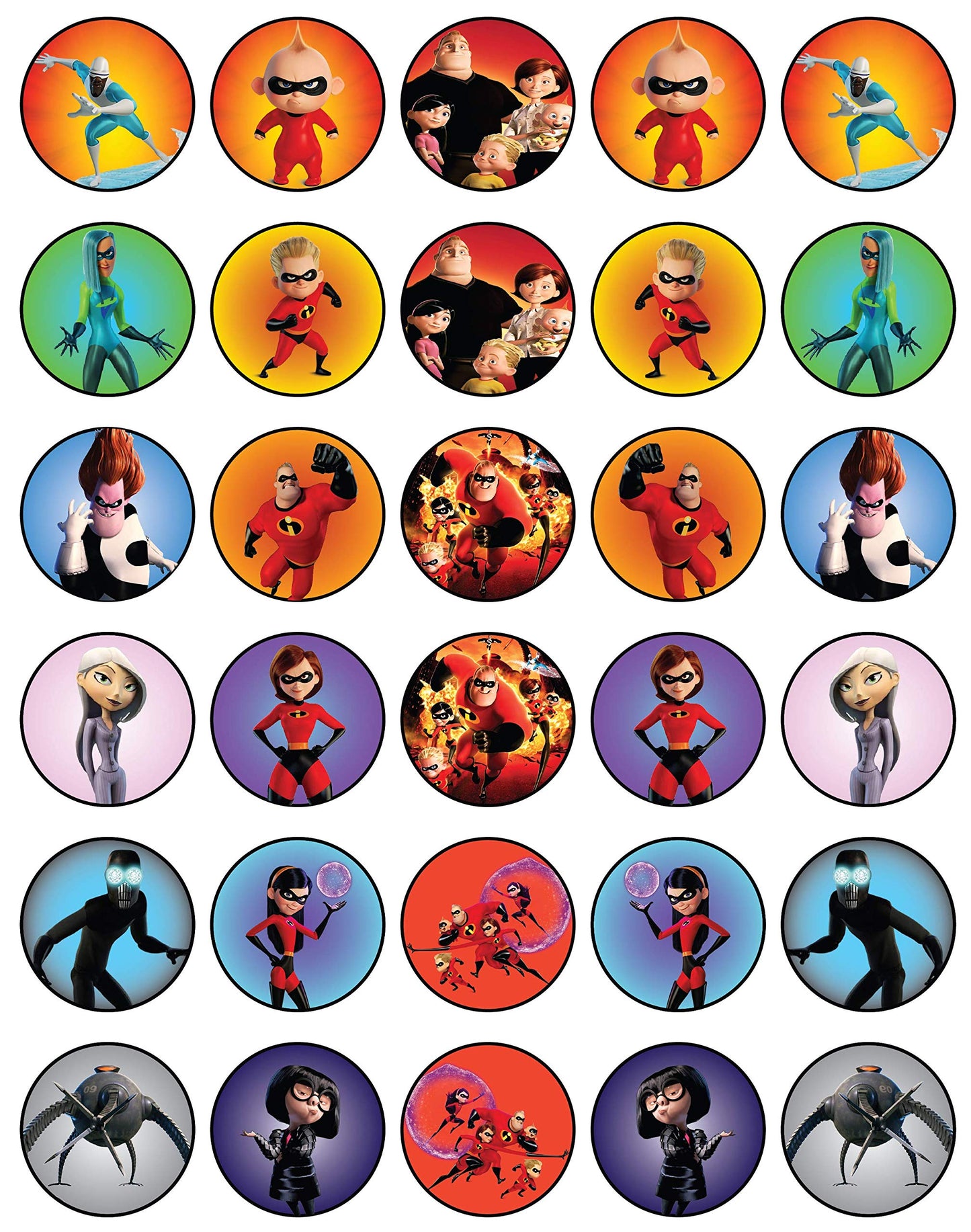 30x Wafer Paper The incredibles Edible Cupcake Topper