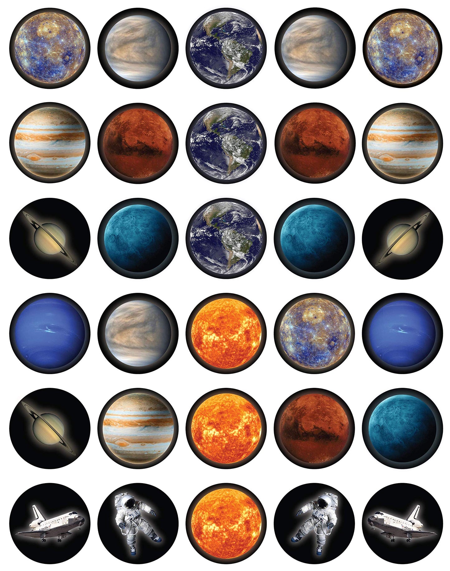 30x sugar Paper Planet Edible Cupcake Topper
