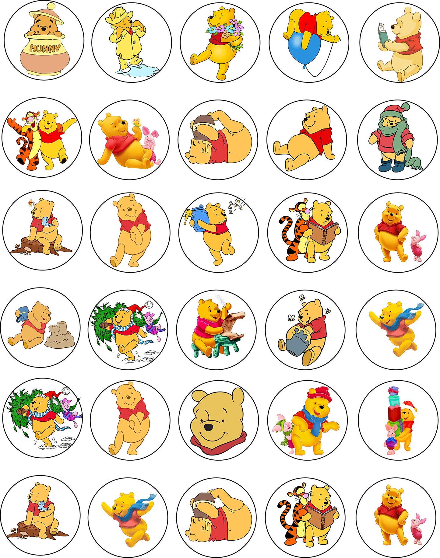 30x Wafer Paper Winne The Pooh Edible Cupcake Topper