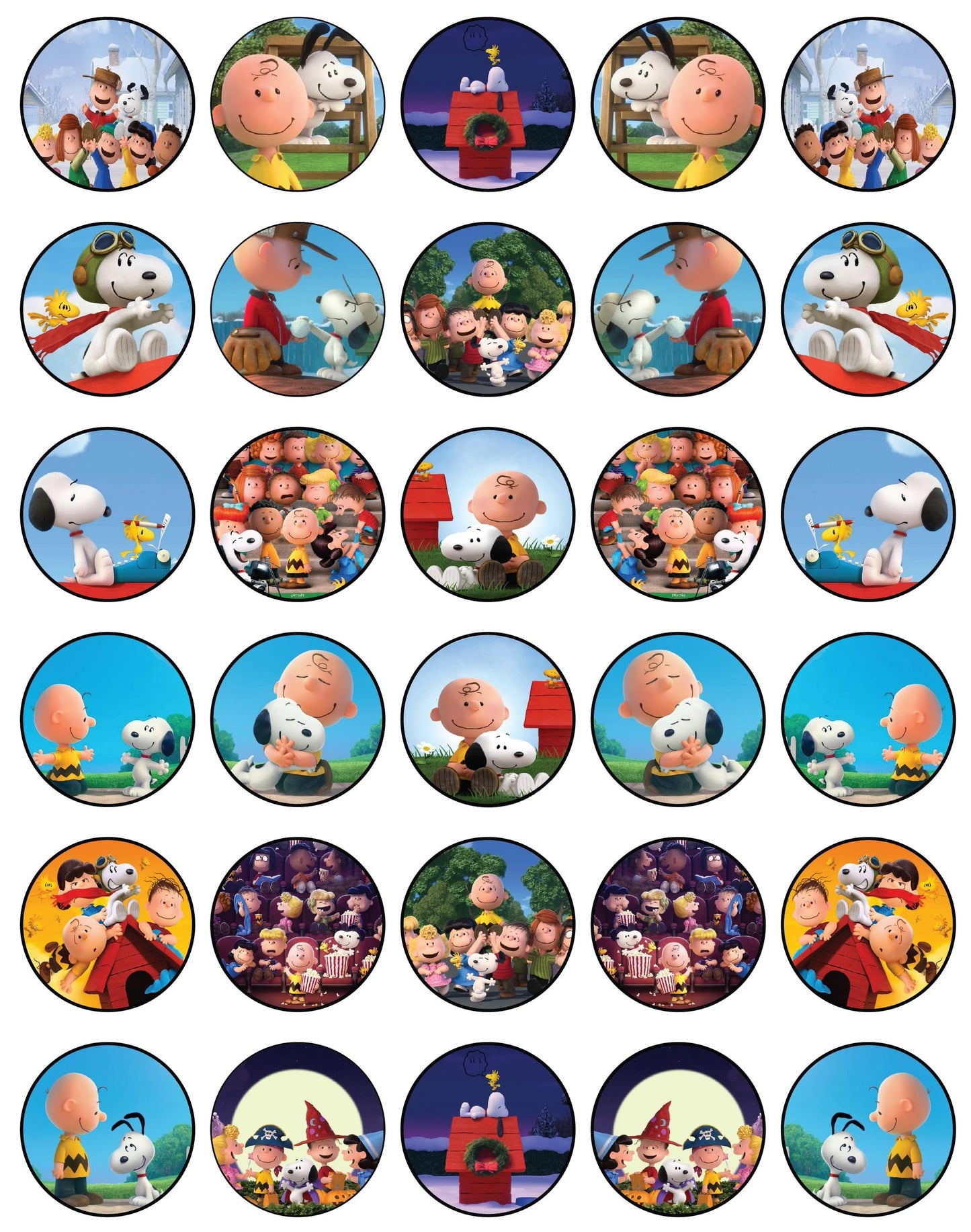 30x Wafer Paper Snoopy Edible Cupcake Topper