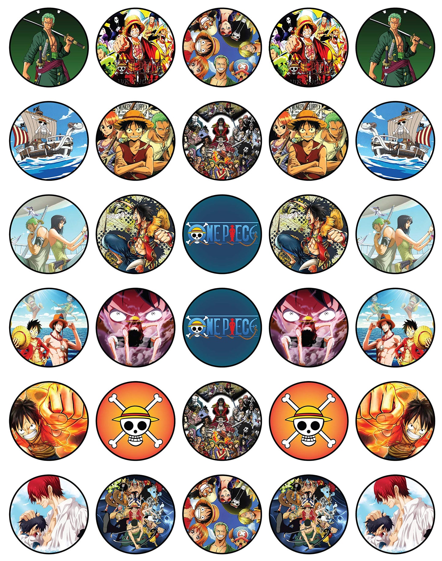 30x Wafer Paper One Piece Edible Cupcake Topper