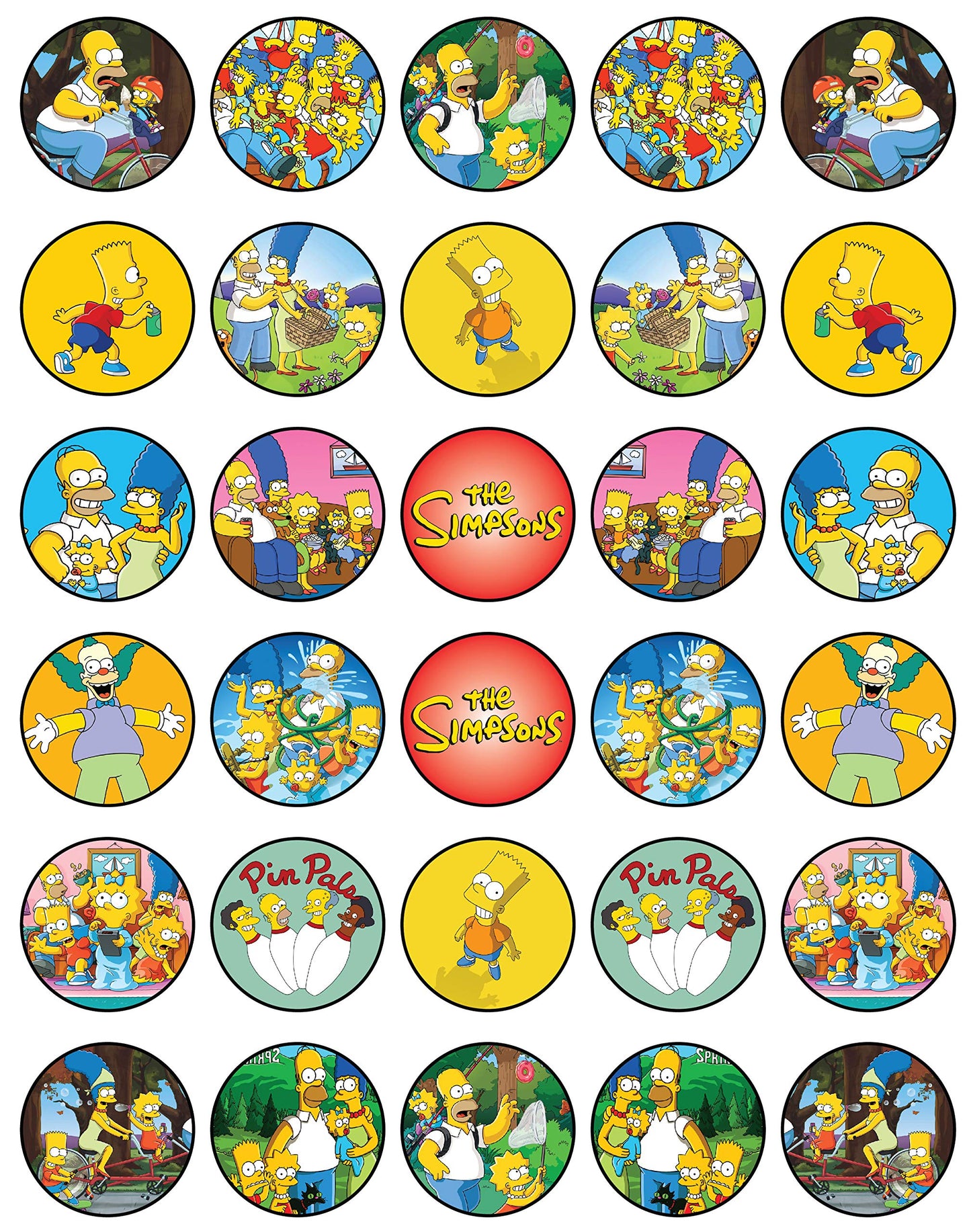 30x Wafer Paper The Simpsons Edible Cupcake Topper