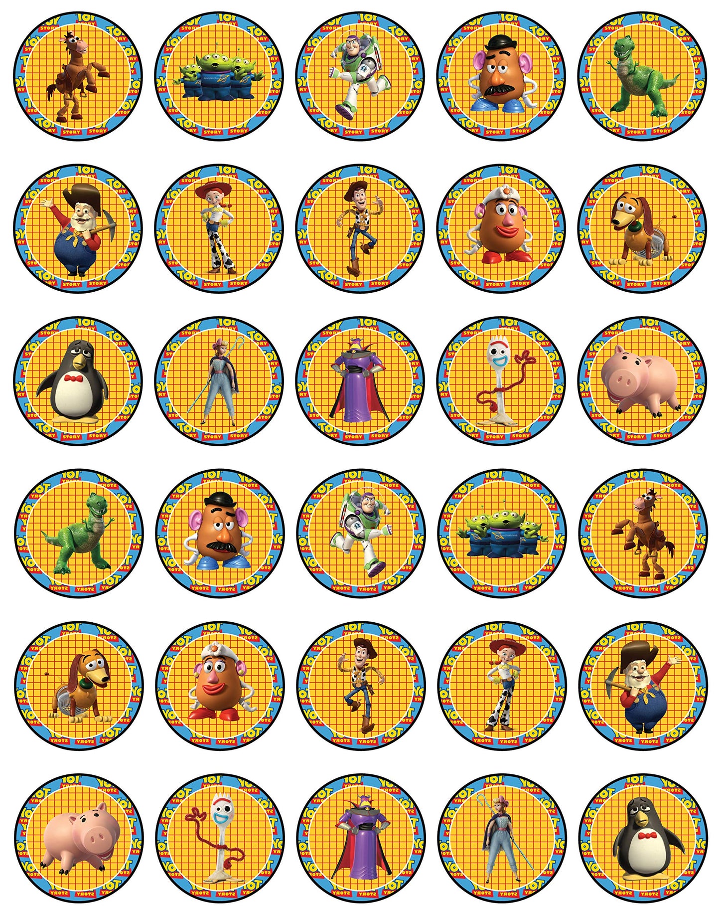30x Wafer Paper Toy Story Edible Cupcake Topper
