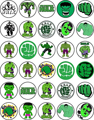 30x Wafer Paper Hulk Edible Cupcake Topper
