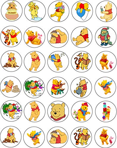 30x sugar Paper Winne The Pooh Edible Cupcake Topper
