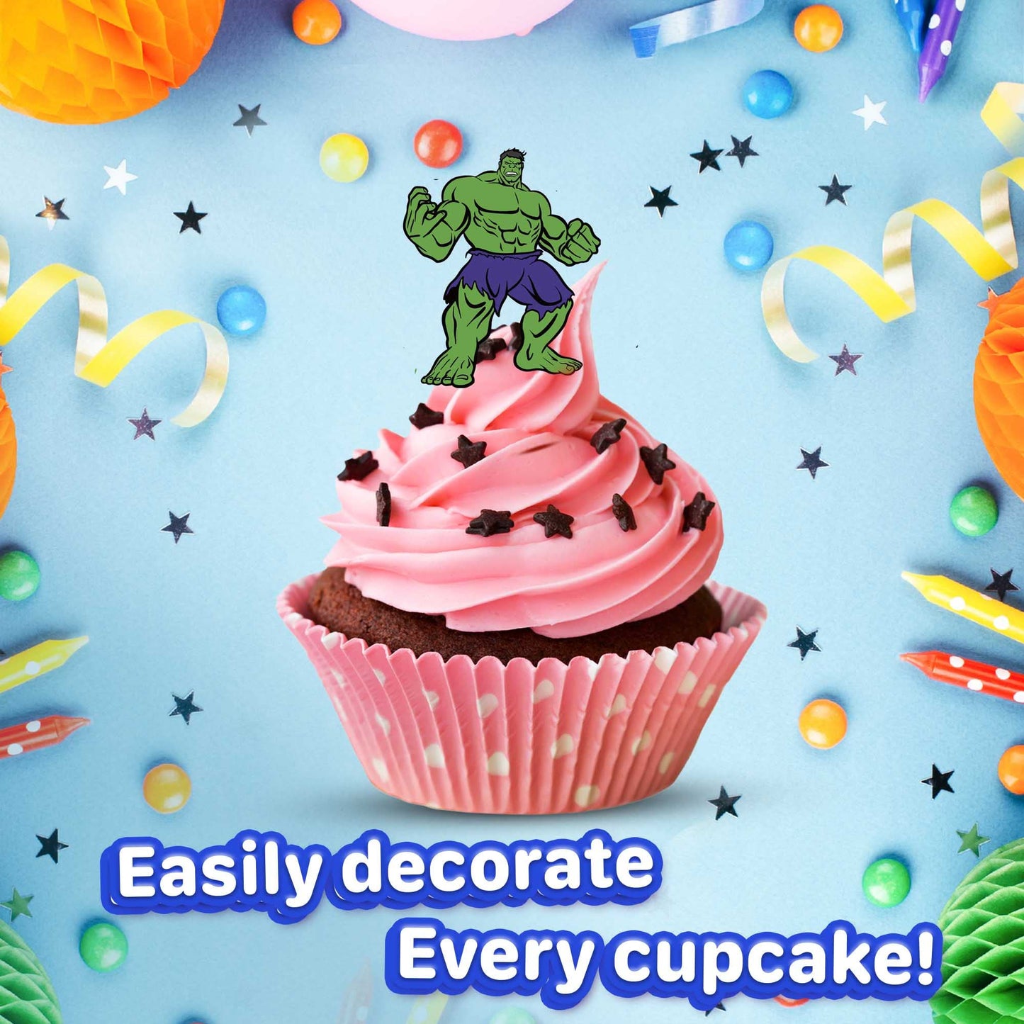 My Smart Choice 24x Cupcake Topper Picks (Hulk)