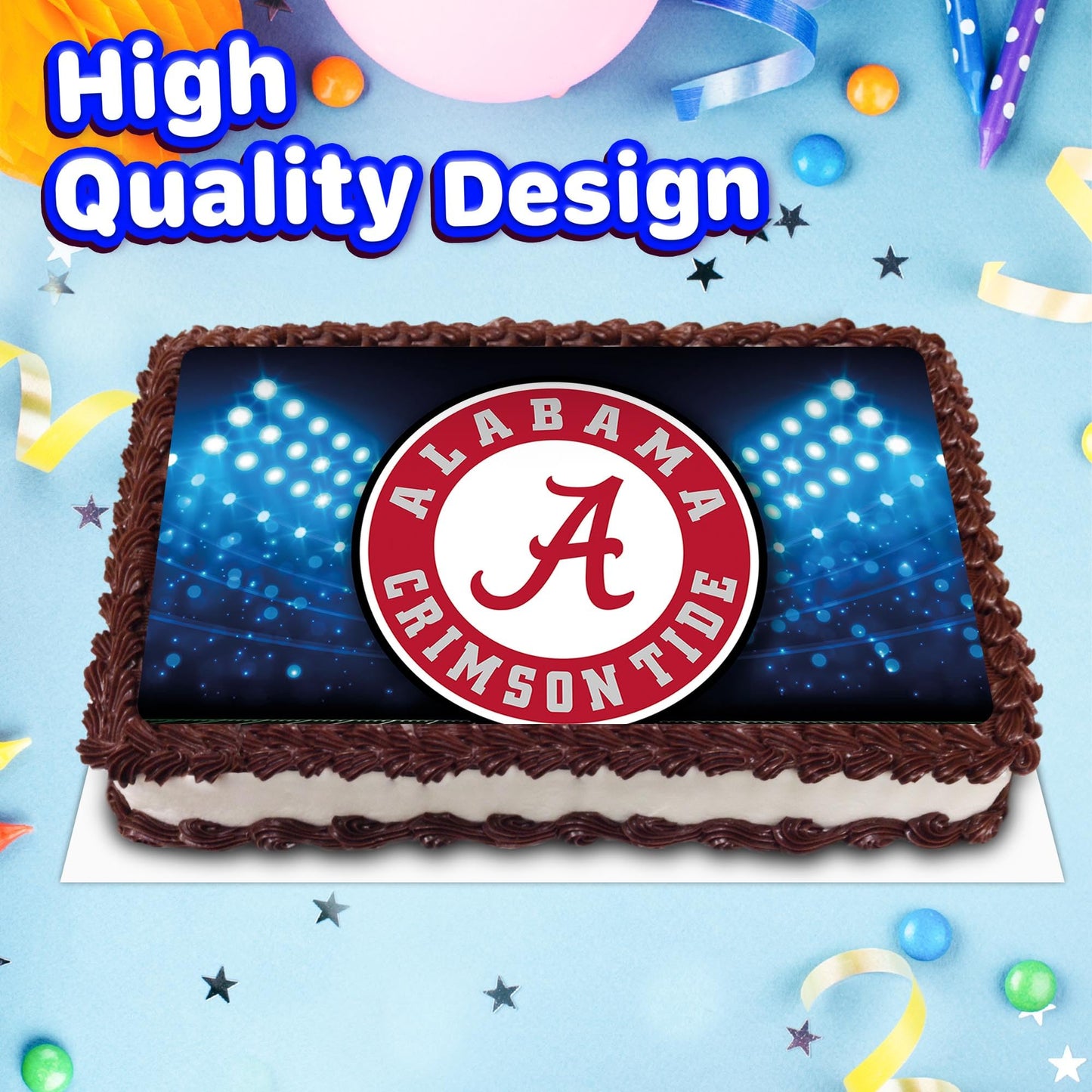 8.3 x 11.7 Inch Edible Square Cake Toppers Alabama Crimson
