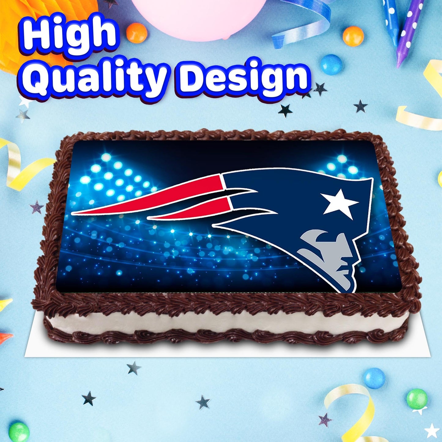 8.3 x 11.7 Inch Edible Square Cake Toppers New England Patriots