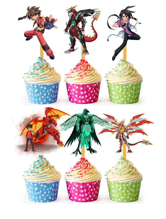 24x Baku Cupcake Toppers – Strong Picks Happy Birthday Décor, Cupcake Decorations for Kids Birthdays