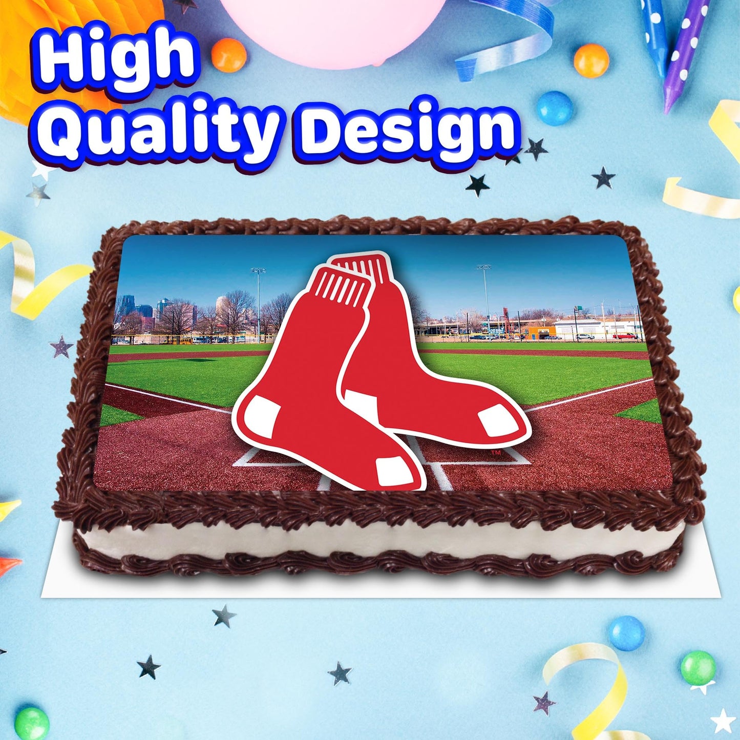 8.3 x 11.7 Inch Edible Square Cake Toppers Boston Red Sox