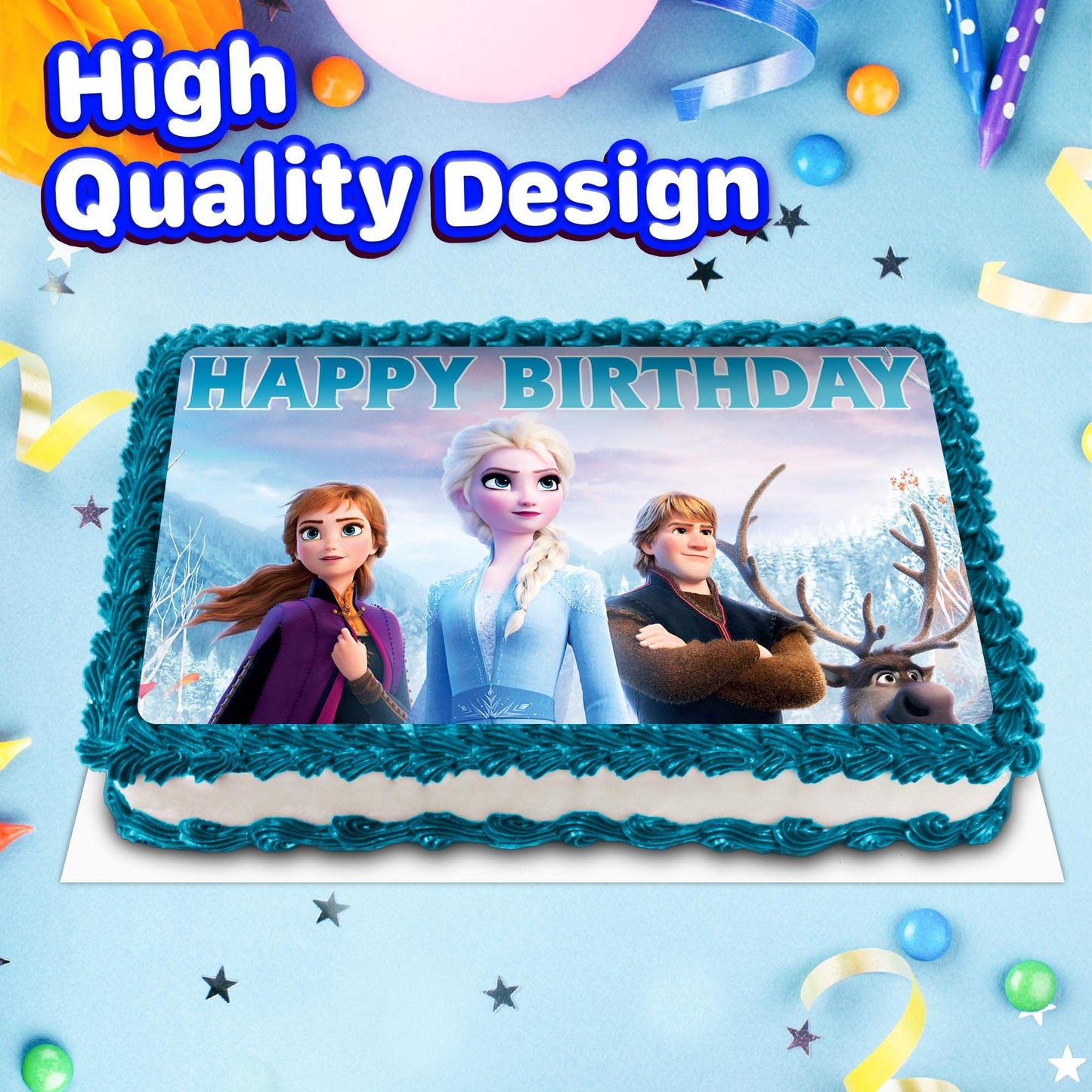 8.3 x 11.7 Inch Edible Square Cake Toppers Frozen