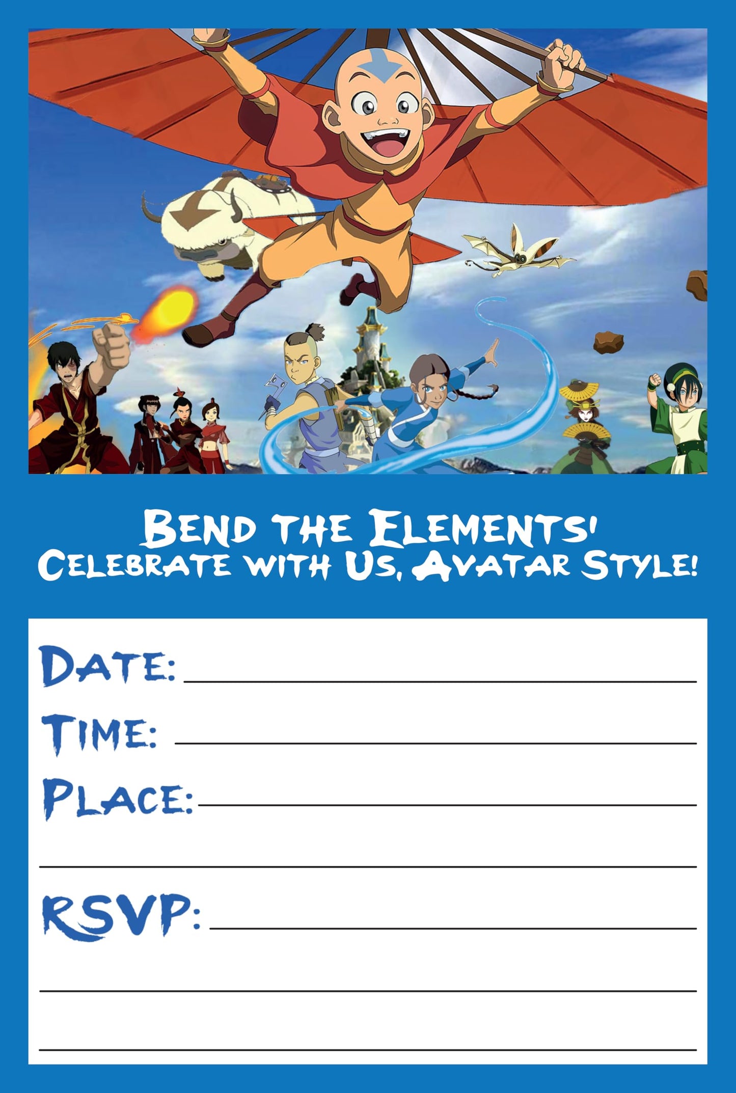 Set of 20 Avatar Birthday Invitation Cards & Envelopes