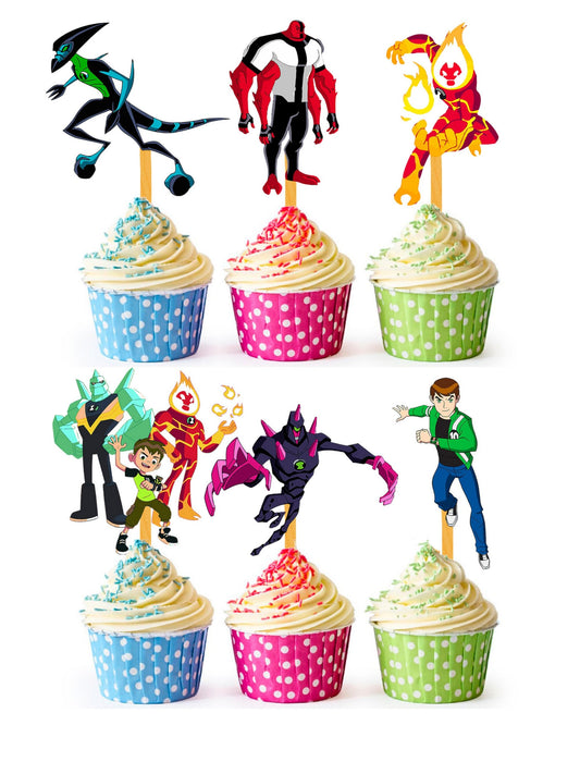 24x Galactic Hero Cupcake Toppers – Strong Picks Happy Birthday Décor, Cupcake Decorations for Kids Birthdays