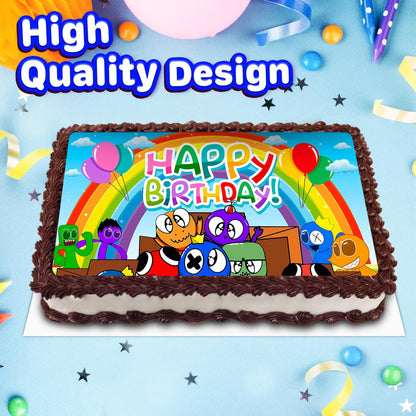 8.3 x 11.7 Inch Edible Square Cake Toppers Rainbow