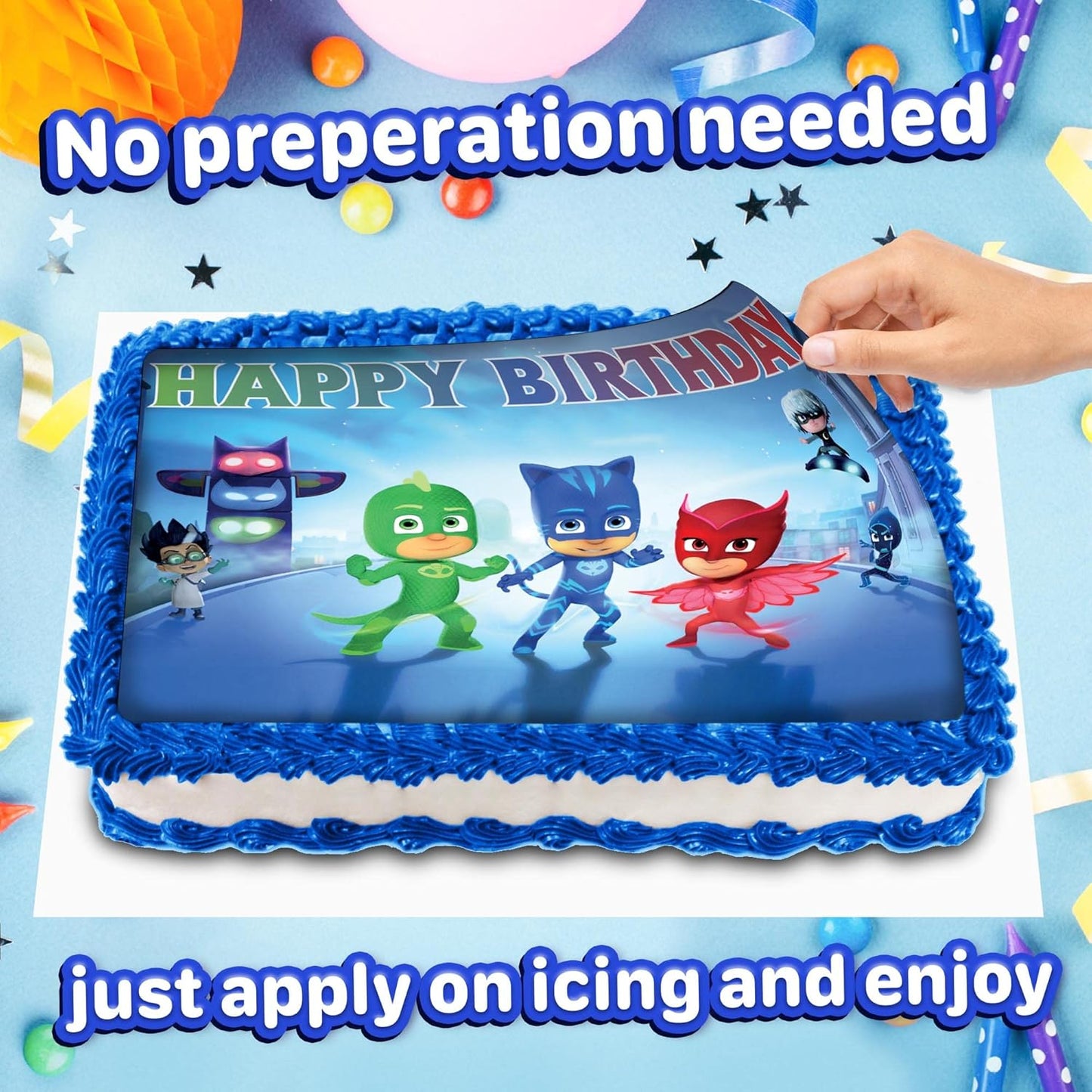 8.3 x 11.7 Hero Masks Edible Square Cake Topper