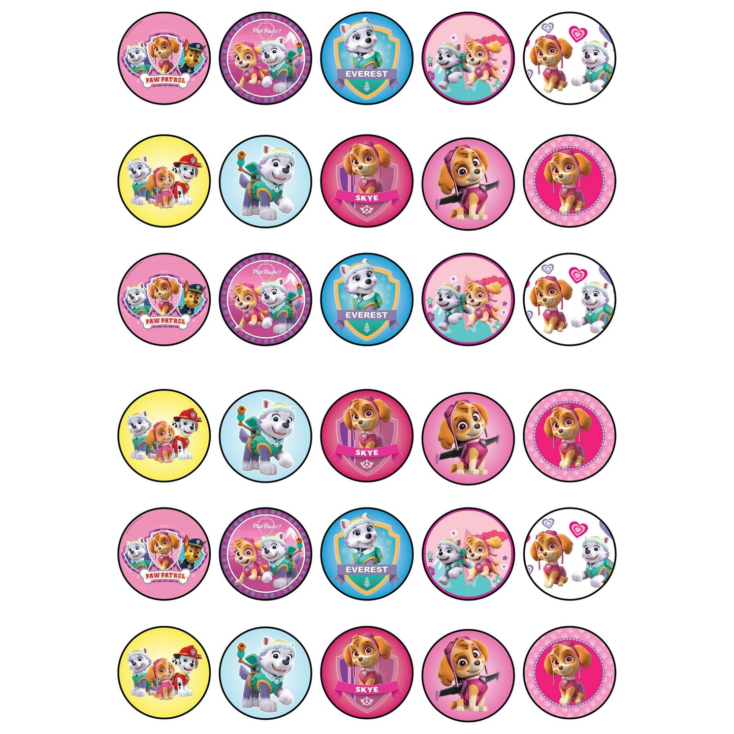 30x sugar Paper Paw patrol Edible Cupcake Topper