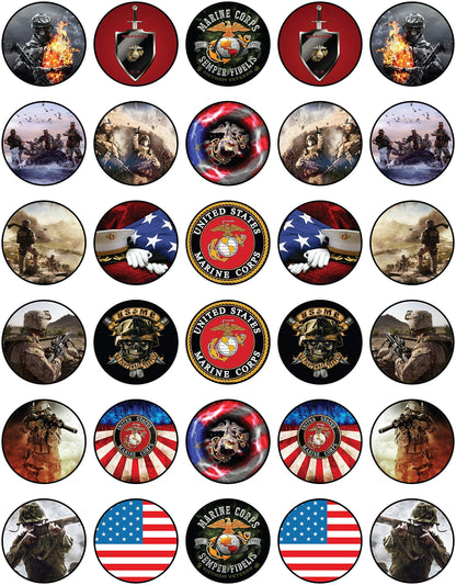 30x Wafer Paper Marines Crops Edible Cupcake Topper
