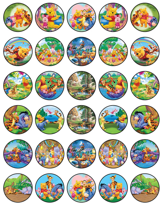 30x Wafer Paper Winne The Pooh Edible Cupcake Topper