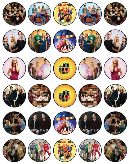 30x Wafer Paper The Big Bang Theory Edible Cupcake Topper