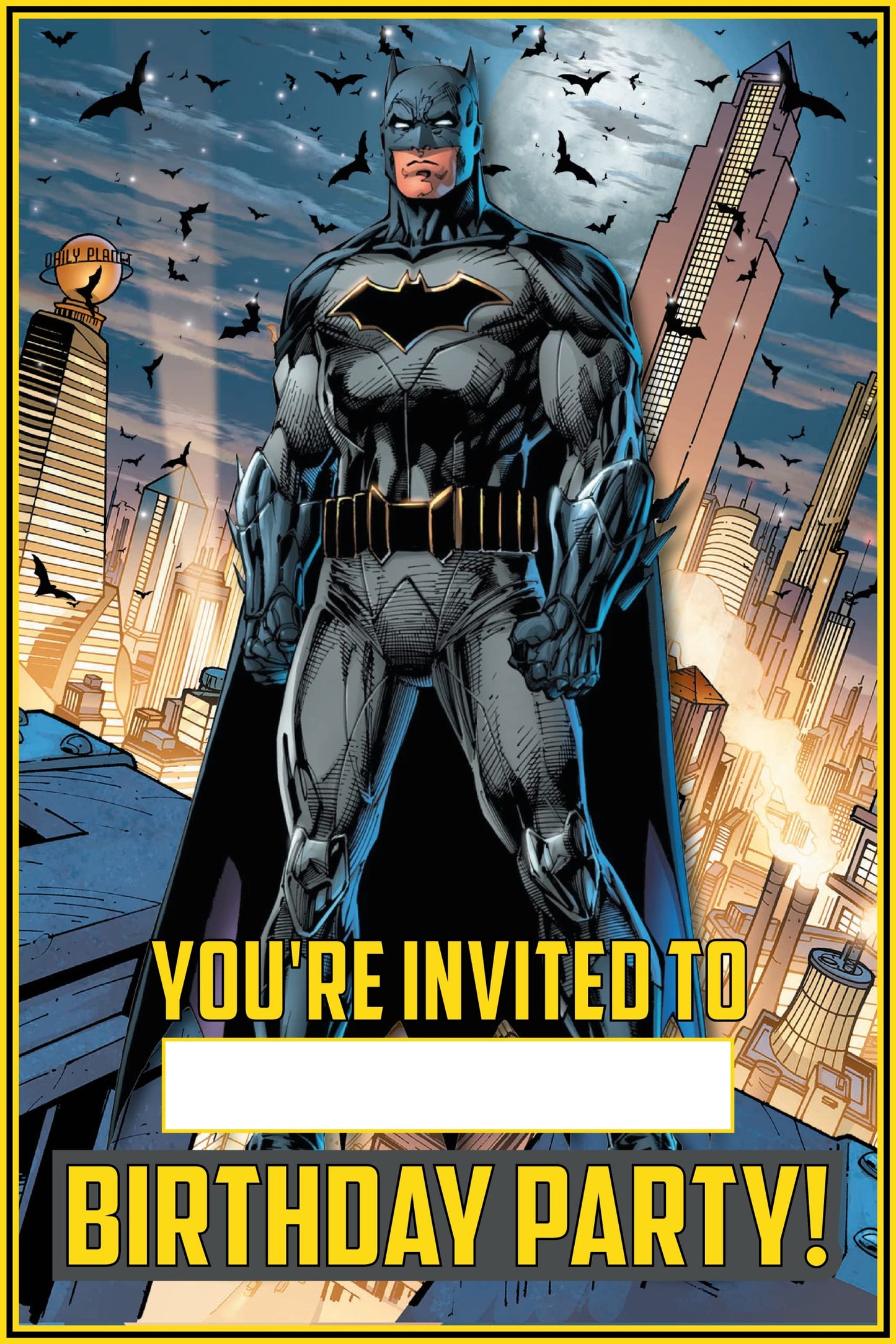 Set of 20 Batman Birthday Invitation Cards & Envelopes