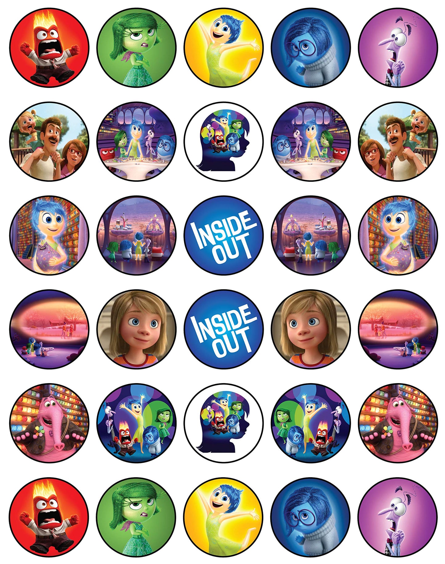 30x Wafer Paper Inside Out Edible Cupcake Topper